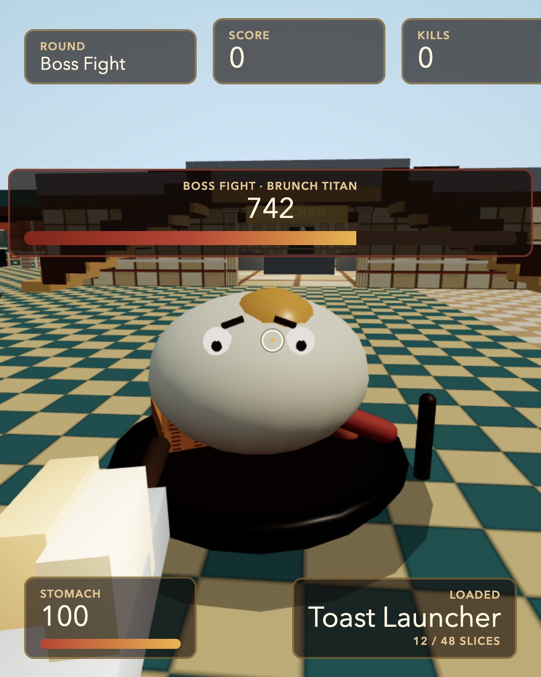 Brunch Titan facing the player during a Lot Raid Boss Fight